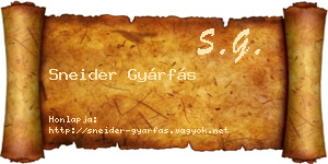 Sneider Gyárfás névjegykártya